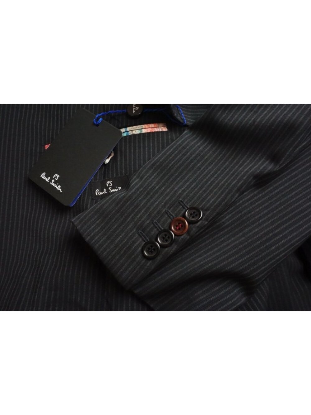 Paul Smith Black Striped 100% Merino Wool 2 Pc Suit Jacket Pants Sz 40 BRAND NEW
